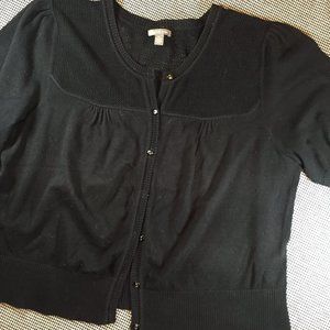 Cropped Short-Sleeved Black Cardi, 2X